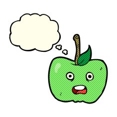 cartoon apple with thought bubble N17