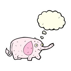 cartoon funny little elephant with thought bubble N3