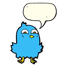 funny cartoon bird with thought bubble N52