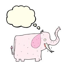 cartoon happy elephant with thought bubble N5