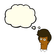 cartoon staring face with thought bubble N5
