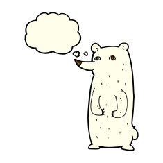 funny cartoon polar bear with thought bubble N11