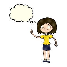 cartoon woman with idea thought bubble N107
