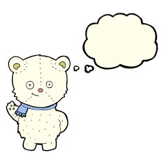 cute cartoon polar bear waving with thought bubble N3