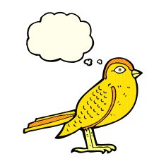 cartoon garden bird with thought bubble N16