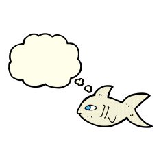 cartoon fish with thought bubble N36