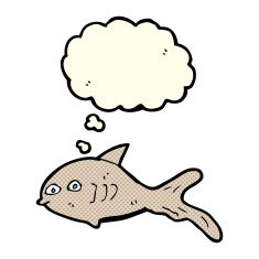 cartoon fish with thought bubble N37