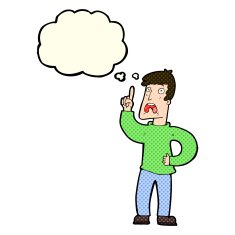 cartoon man with complaint thought bubble N5