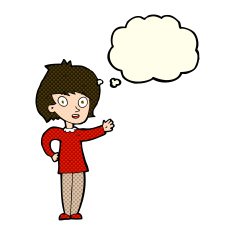 cartoon happy woman with thought bubble N108