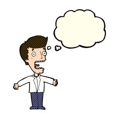 cartoon screaming man with thought bubble N5
