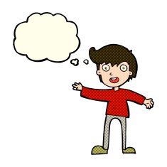cartoon excited boy with thought bubble N61