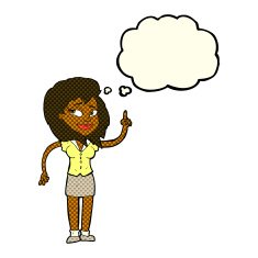 cartoon pretty woman with idea thought bubble N31