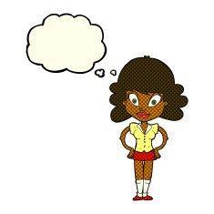 cartoon pretty woman with thought bubble N116