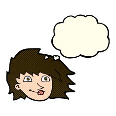 cartoon female face with thought bubble N61
