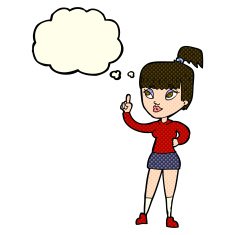 cartoon attractive girl with idea thought bubble N5
