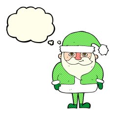 cartoon happy santa claus with thought bubble N13