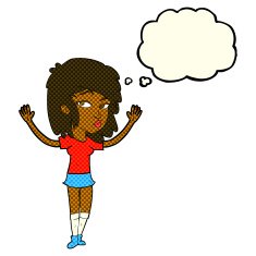 cartoon pretty girl with thought bubble N46