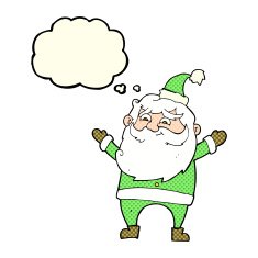 cartoon happy santa claus with thought bubble N14