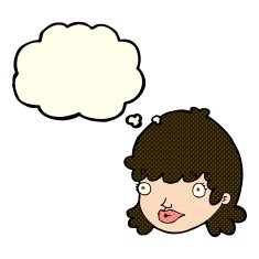 cartoon staring girl with thought bubble N5