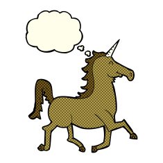 cartoon unicorn with thought bubble N17