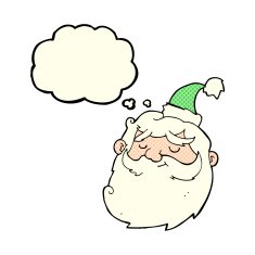 cartoon santa claus face with thought bubble N4