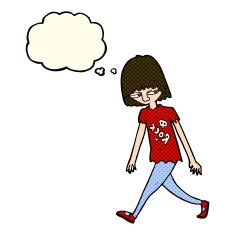 cartoon teenager with thought bubble N5