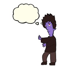 cartoon vampire with thought bubble N52