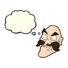 cartoon angry old man with thought bubble N61