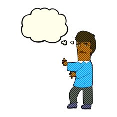 cartoon grumpy man with thought bubble N9