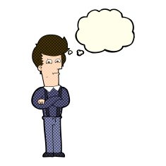 cartoon annoyed man with thought bubble N34