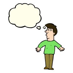 cartoon surprised man with thought bubble N54