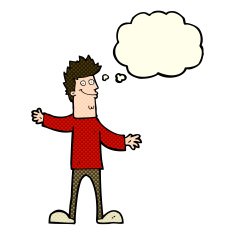 cartoon happy man with thought bubble N193