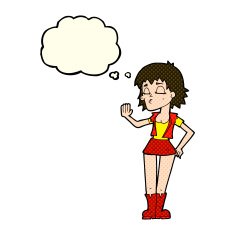 cartoon cool girl with thought bubble N13