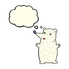 funny cartoon polar bear with thought bubble N12