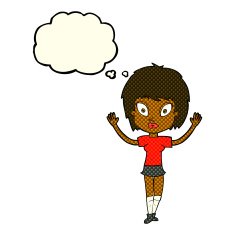 cartoon pretty girl with thought bubble N47