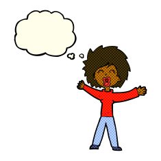 cartoon woman shouting with thought bubble N5