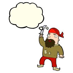cartoon pirate with thought bubble N4