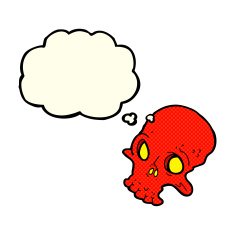 cartoon spooky skull with thought bubble N63