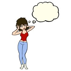 cartoon pretty woman with thought bubble N118