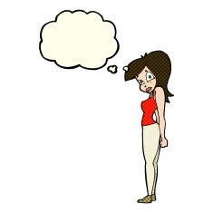 cartoon pretty woman with thought bubble N119