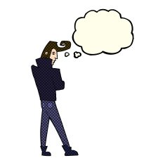cartoon cool guy with thought bubble N4