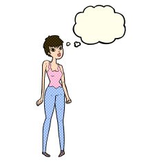cartoon pretty woman with thought bubble N121