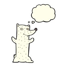 cartoon polar bear with thought bubble N26