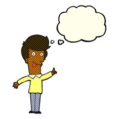 cartoon funny man with idea thought bubble N5