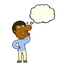 cartoon man with idea thought bubble N48