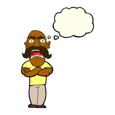 cartoon angry man with thought bubble N41