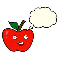 cartoon apple with thought bubble N18