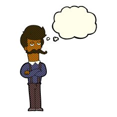 cartoon man with mustache thought bubble N38
