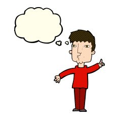 cartoon man raising point with thought bubble N5