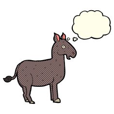cartoon mule with thought bubble N5